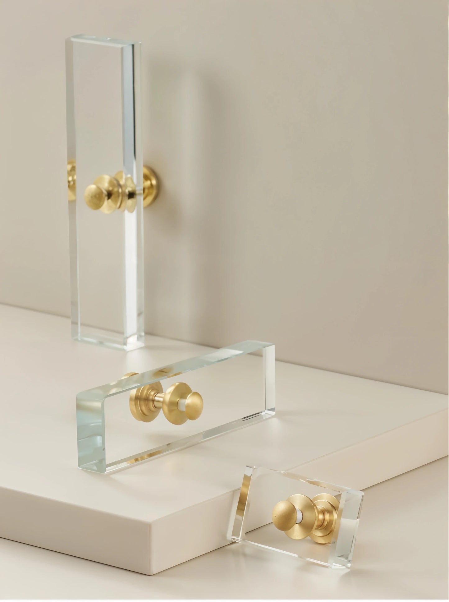 Brass Acrylic Rectangular T-bar Pull - Knobsy