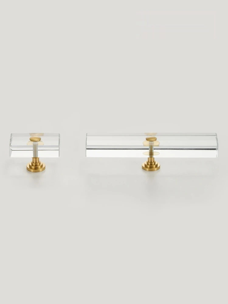 Brass Acrylic Rectangular T-bar Pull - Knobsy