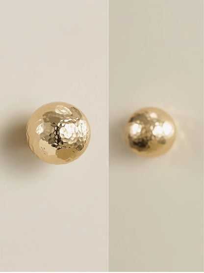 Brass Hammer Pattern Shiny Gold Ball Knob - Knobsy