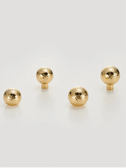 Brass Hammer Pattern Shiny Gold Ball Knob - Knobsy