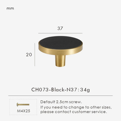 Brass Leather Circle Long Knob - Knobsy