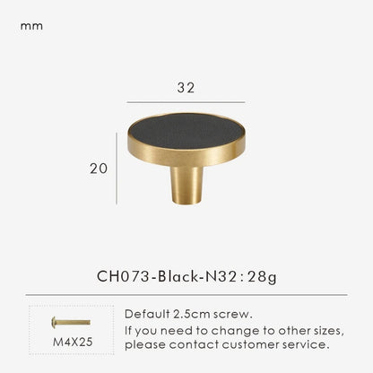 Brass Leather Circle Long Knob - Knobsy