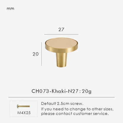 Brass Leather Circle Long Knob - Knobsy