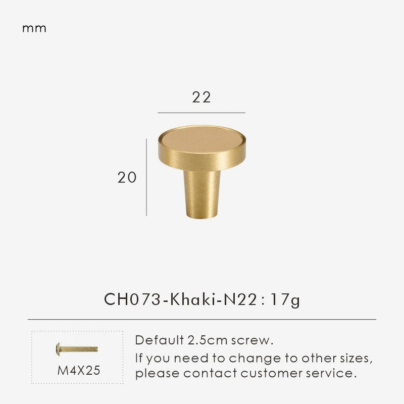 Brass Leather Circle Long Knob - Knobsy