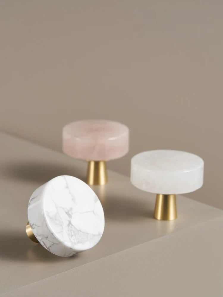 Brass Marble Crystal Natural Stone Knob - Knobsy