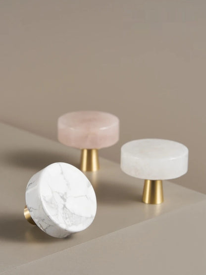 Brass Marble Crystal Natural Stone Knob - Knobsy