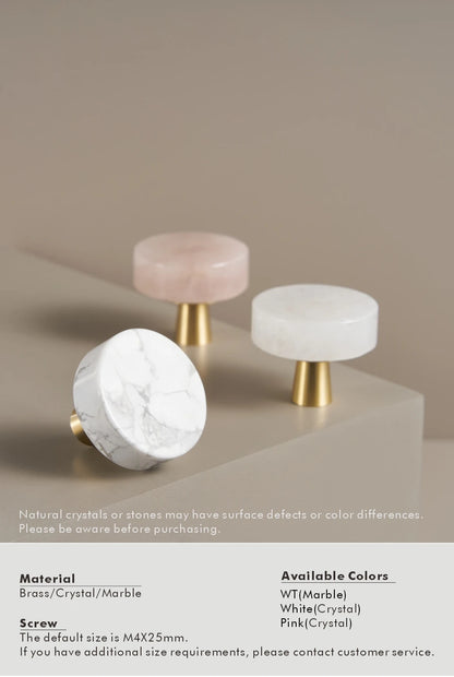 Brass Marble Crystal Natural Stone Knob - Knobsy