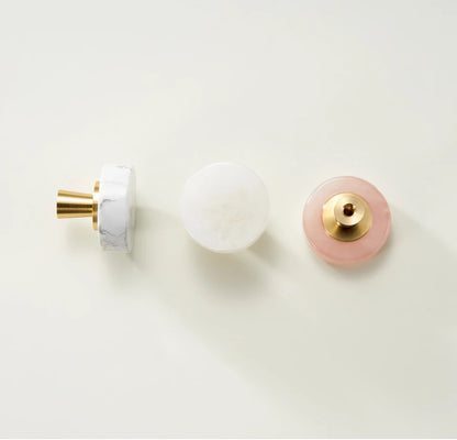 Brass Marble Crystal Natural Stone Knob - Knobsy