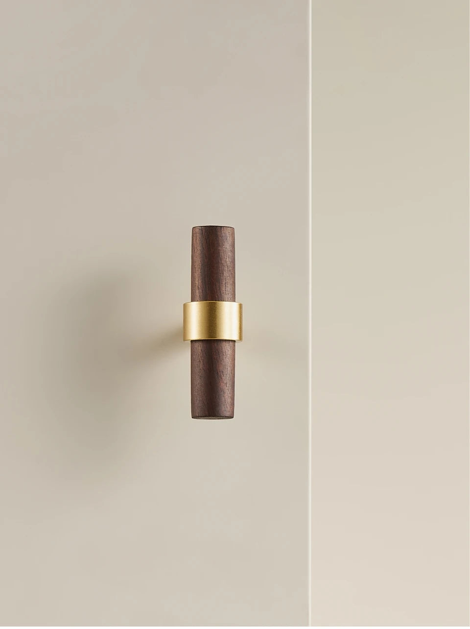 Brass Walnut Beech Wood Nordic T-bar Pull - Knobsy