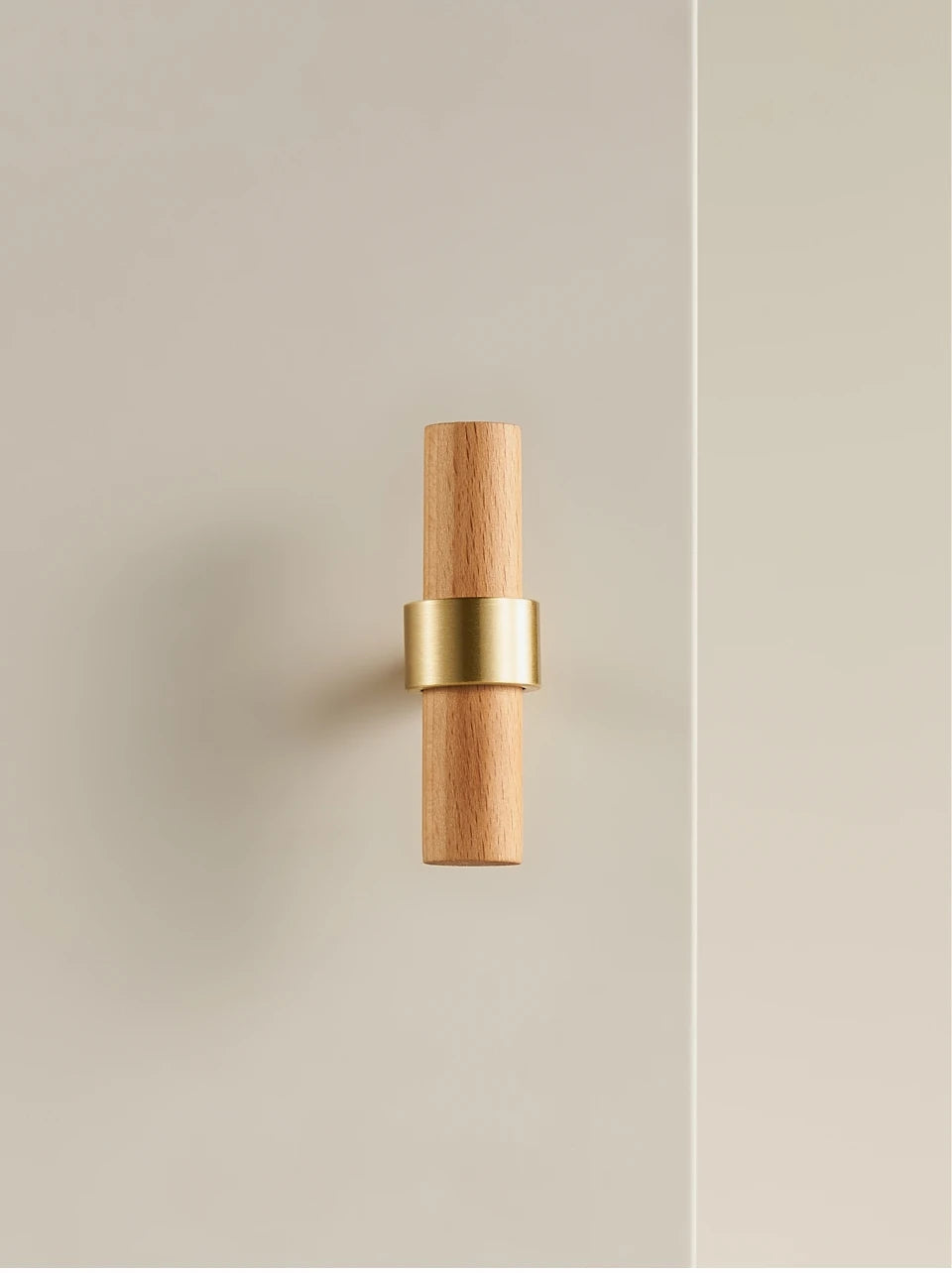 Brass Walnut Beech Wood Nordic T-bar Pull - Knobsy