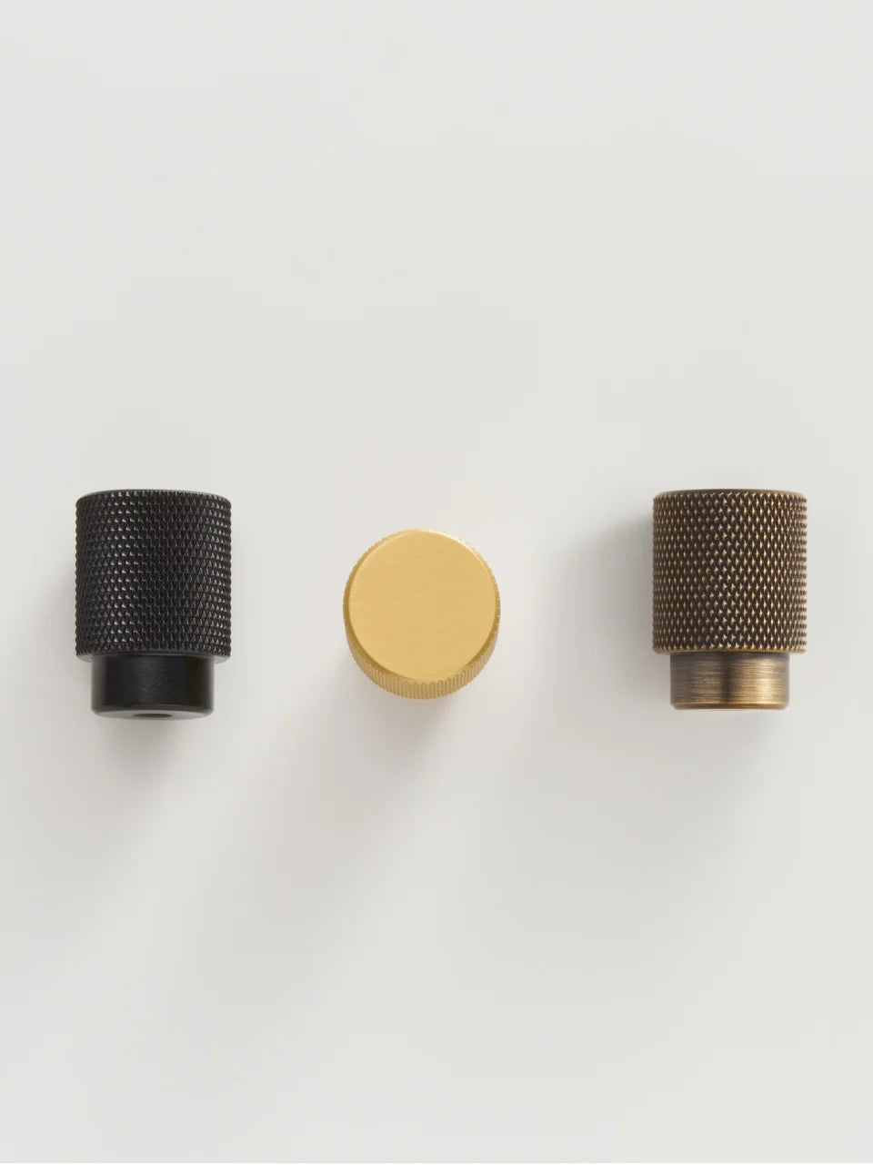 Knurled Brushed Cross Black Knob - Knobsy