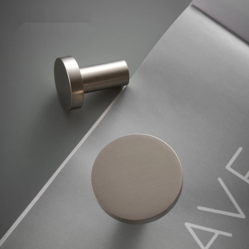 Modern Brushed Nickel Silver Round Hexagon Pull Knob