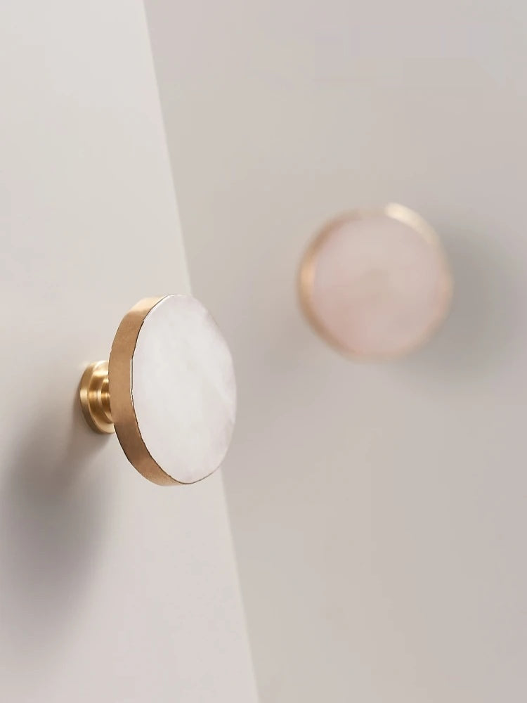 Natural Crystal White Pink Knob Brass Handle - Knobsy