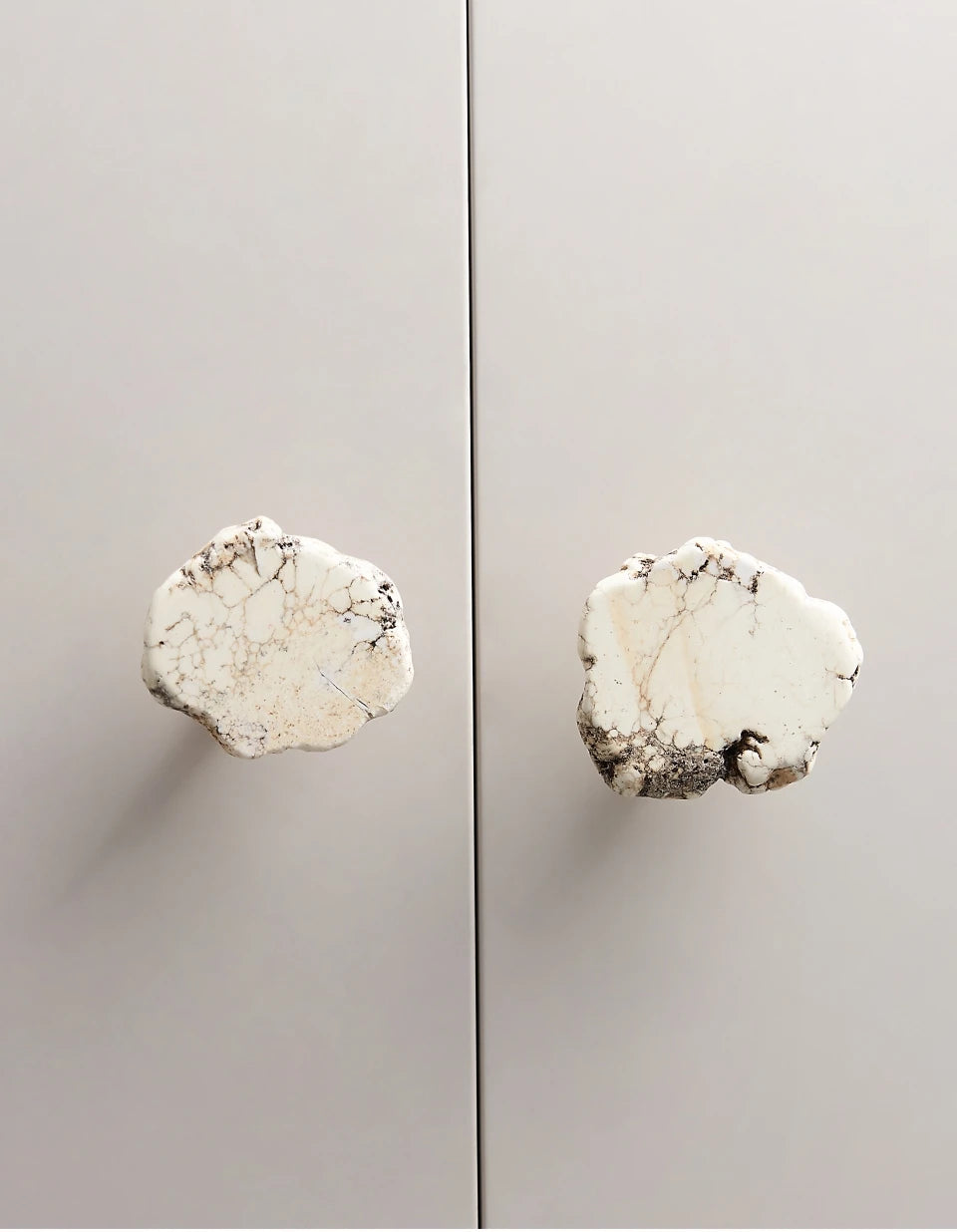 Natural White Turquoise Marble Brass Handle Knob - Knobsy