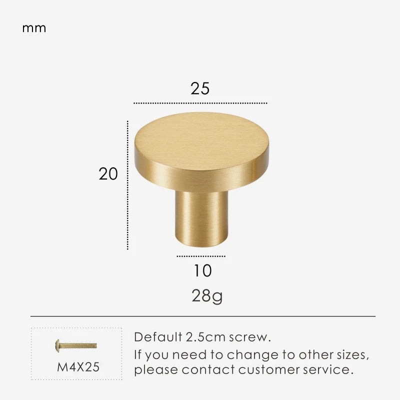 Round Brushed Brass Single Knob - Knobsy