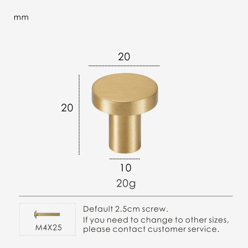 Round Brushed Brass Single Knob - Knobsy