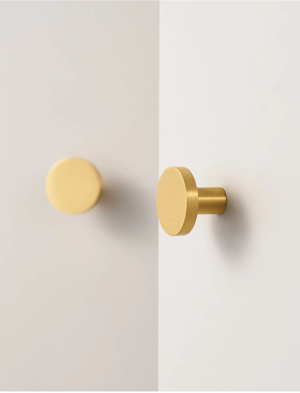 Round Brushed Brass Single Knob - Knobsy