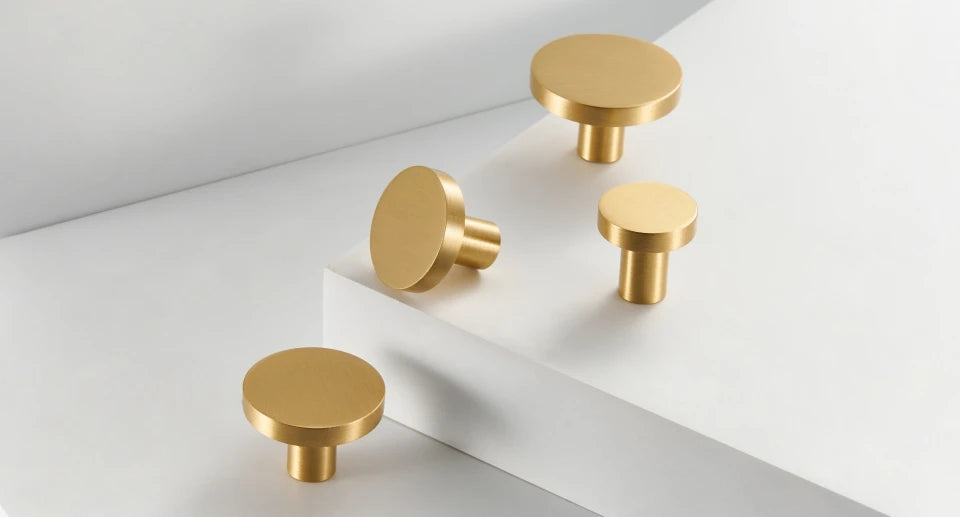 Round Brushed Brass Single Knob - Knobsy