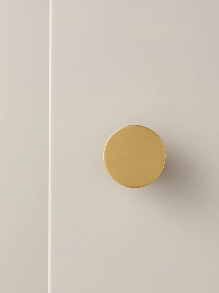 Round Brushed Brass Single Knob - Knobsy