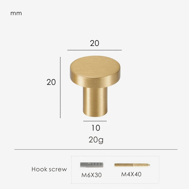 Round Brushed Brass Single Knob - Knobsy