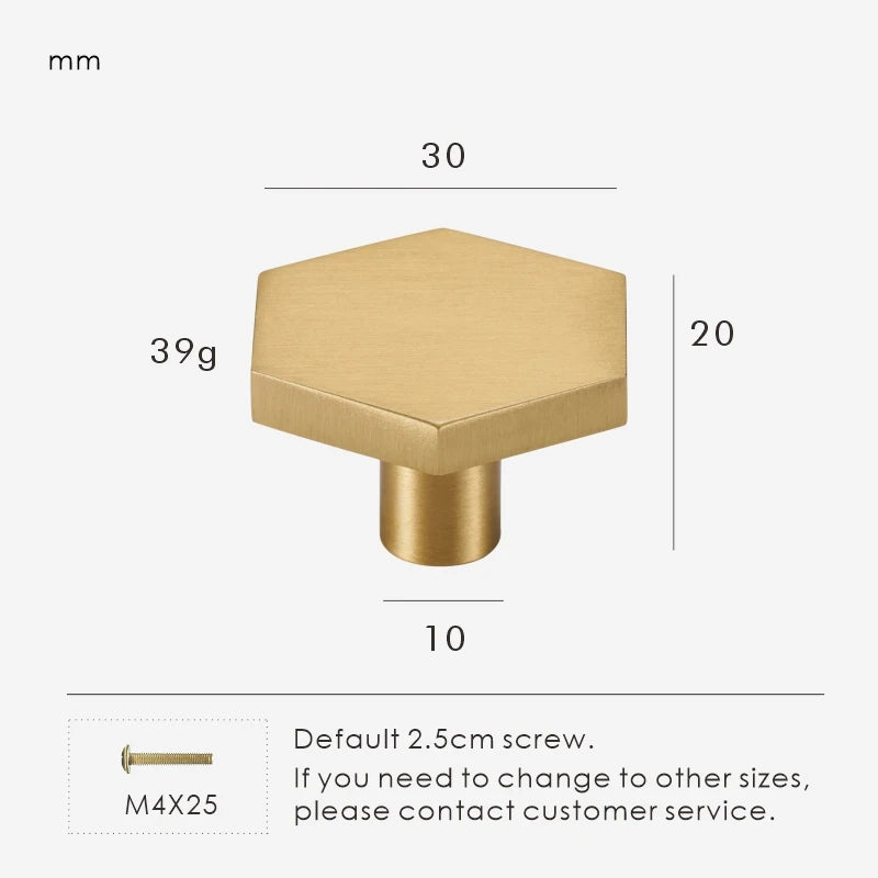 Solid Brass Hexagon Single Knob - Knobsy