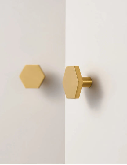 Solid Brass Hexagon Single Knob - Knobsy