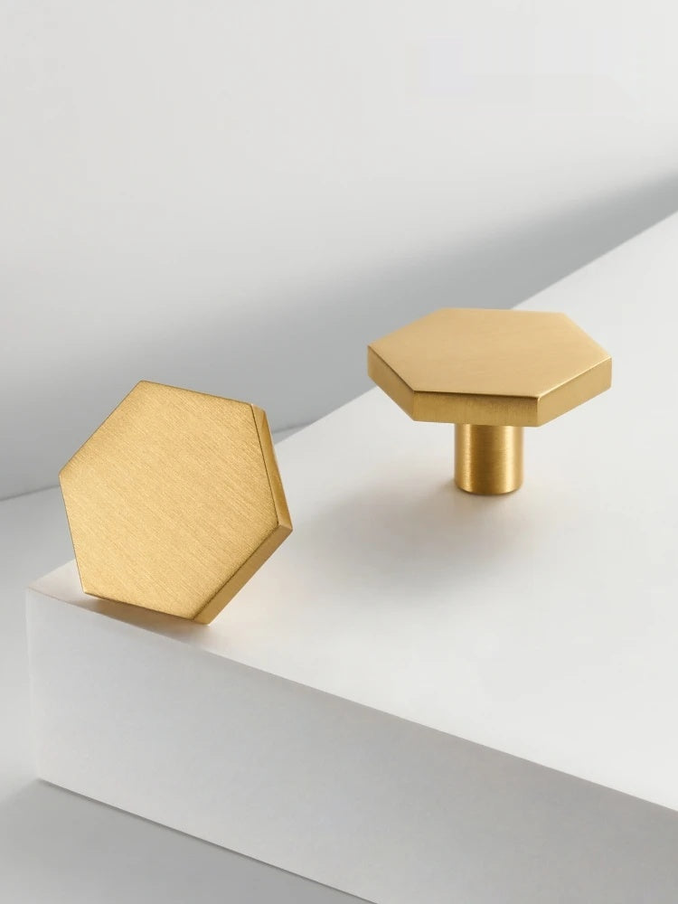 Solid Brass Hexagon Single Knob - Knobsy