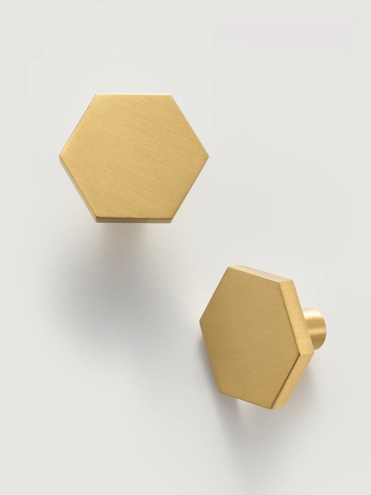 Solid Brass Hexagon Single Knob - Knobsy