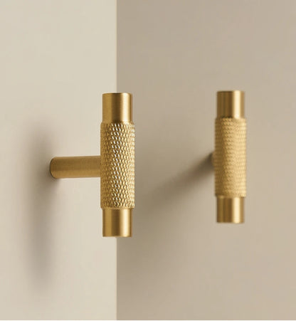 Solid Brass Knurled Antique Bronze T-bar Knob - Knobsy