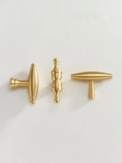 Solid Brass Matte Gold T-bar Handle - Knobsy