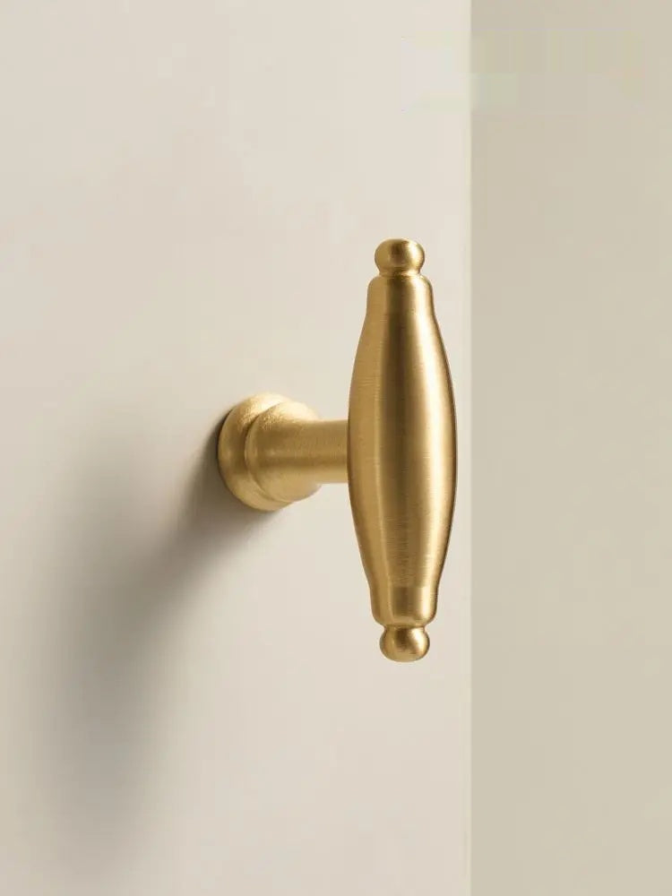 Solid Brass Matte Gold T-bar Handle - Knobsy