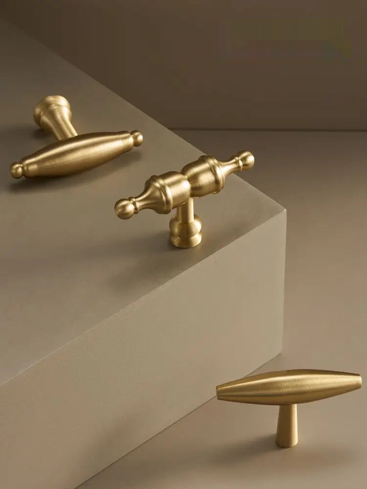 Solid Brass Matte Gold T-bar Handle - Knobsy