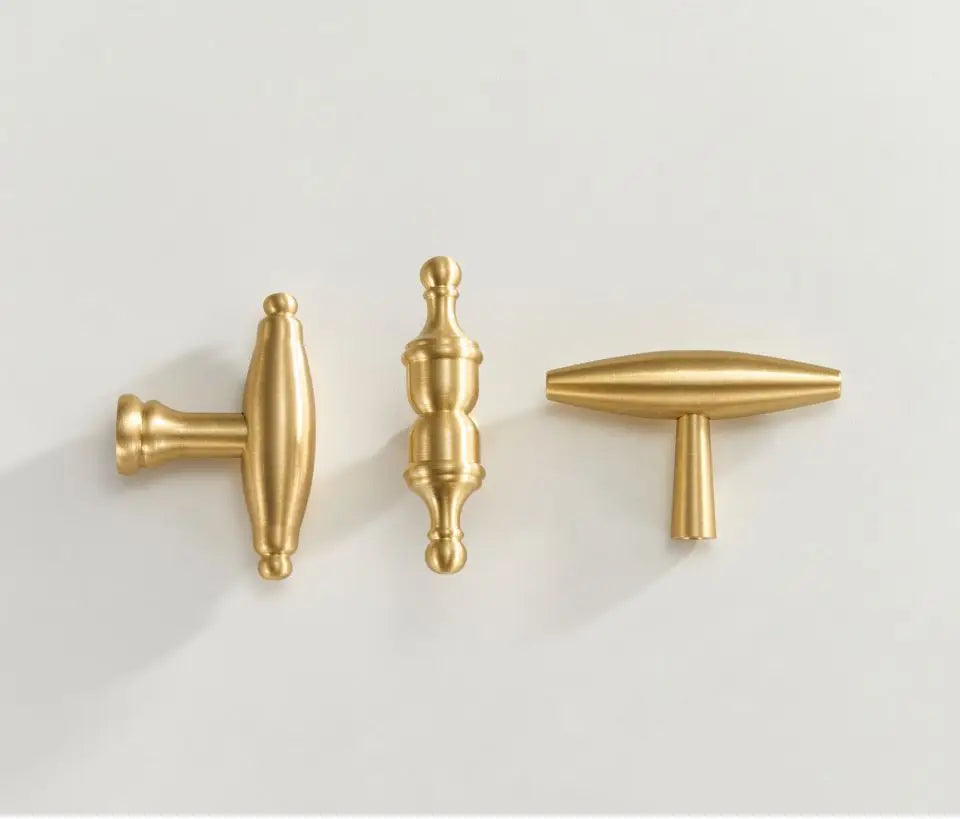 Solid Brass Matte Gold T-bar Handle - Knobsy