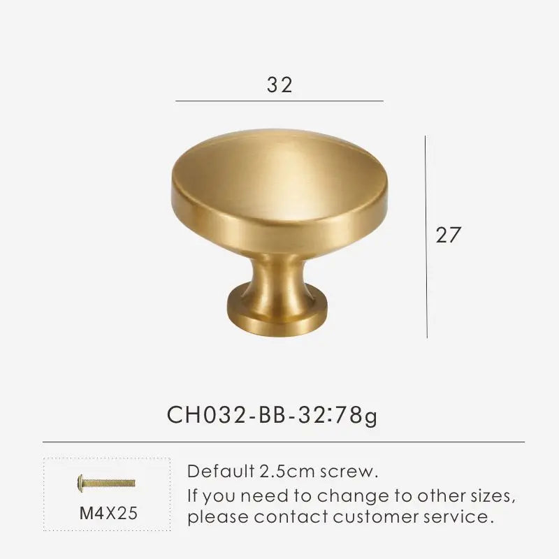 Solid Brass Round Comfortable Knob - Knobsy