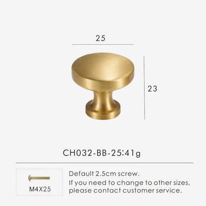 Solid Brass Round Comfortable Knob - Knobsy