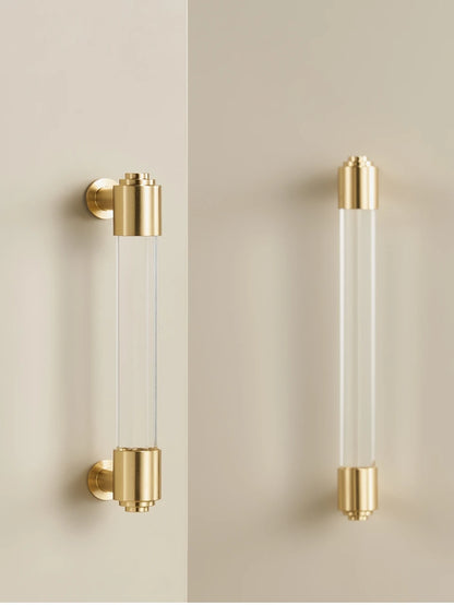 White Transparent Acrylic Brass Luxury Pull Handle - Knobsy