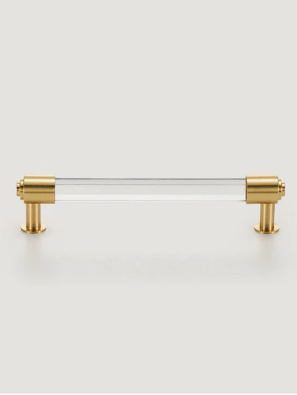 White Transparent Acrylic Brass Luxury Pull Handle - Knobsy