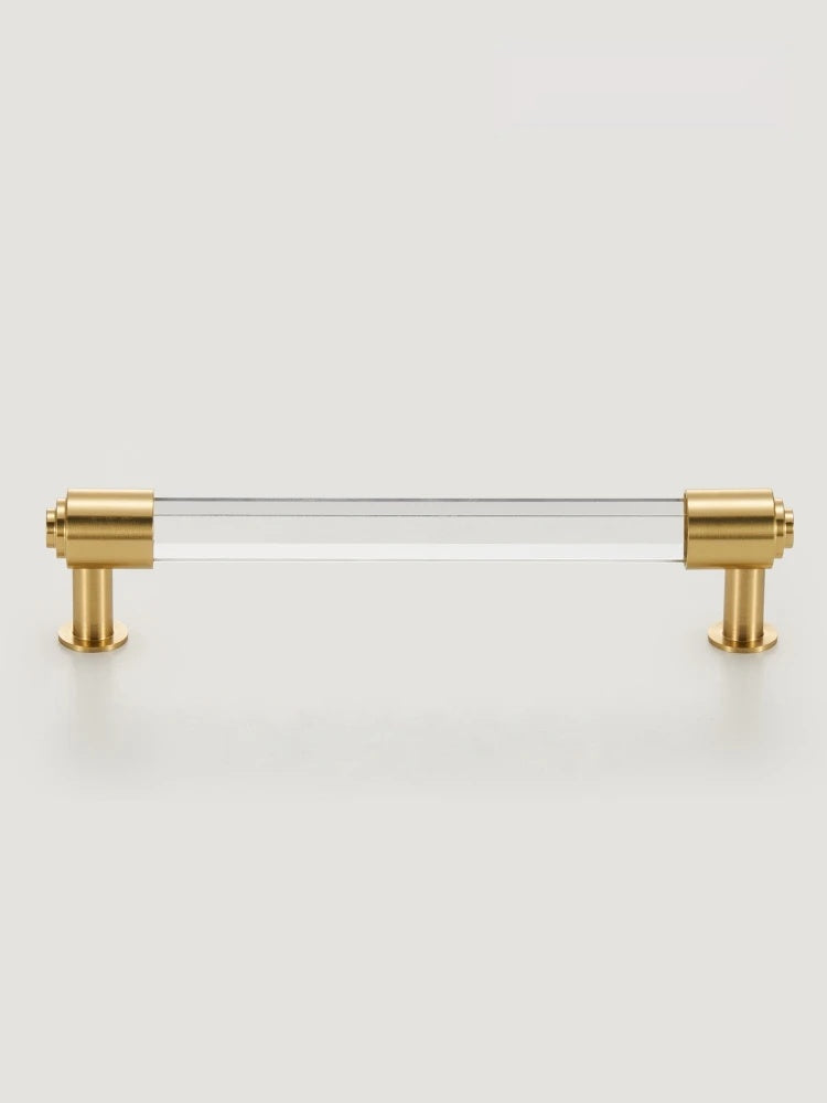 White Transparent Acrylic Brass Luxury Pull Handle - Knobsy